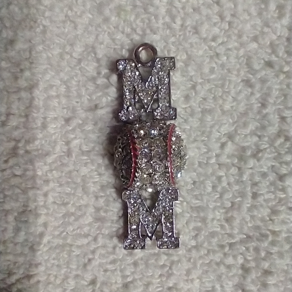 Baseball softball mom crystal pendant sports